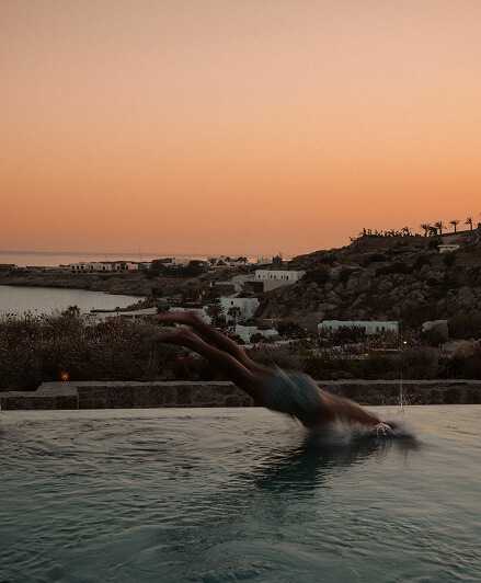 Diving in the pool